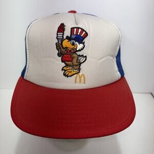 Vintage Mcdonalds Sam The Olympic Eagle 1984 Olympics Snap Back Trucker Hat